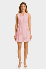 Blush Pink Smocked Waist 3D Floral Mini Dress – Resort Wear Dress