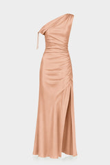 Bronze Sheath Column Stretch Satin Formal Dress