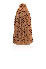 Brown and Black Polka Dot Silk Maxi Blouse