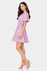 Candy Pink Flowy Mini Dress with Smocked Waist – Travel Friendly Dress