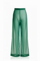 Celeste Emerald Transparent Sheer Mesh Pants with High Waist Fit