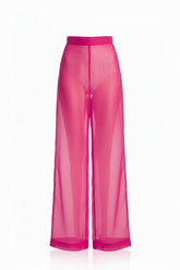 Celeste Rose Pink Sheer Wide Leg Pants – Lightweight Vacation Trousers