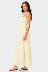 Champagne Sleeveless Tiered Maxi Dress – Cotton Brunch Dress