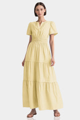 Champagne Two Tiered Soft Cotton Poplin Maxi Dress