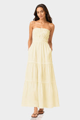 Champagne Sleeveless Tiered Maxi Dress – Cotton Brunch Dress