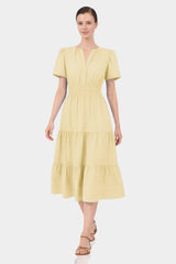 Champagne Cotton Workwear Dress for Women – Cotton Midi Dress