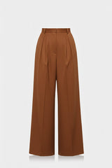 Chestnut Brown High Waisted Satin Wide Leg Pants for Quiet Luxury Resort Evenings & Elevated Day-to-Evening Dressing