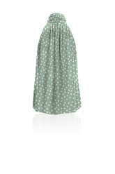 Celadon Mist Polka Dot Silk Maxi Blouse