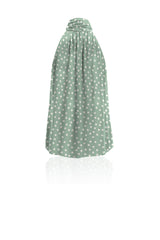 Celadon Mist Polka Dot Silk Maxi Blouse