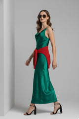 Cowl Neck Crisscross Back Maxi Dress for Holiday Parties