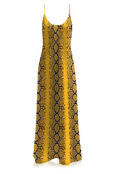 Cupro vegan silk gown cami dress slip in golden cob