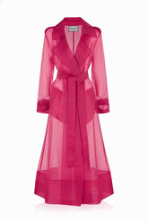 Blush Pink Sheer Silk Organza Trench Coat – Minimalist Wedding Guest & Summer Layer