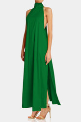 Classic Green High-Neck Maxi Dress