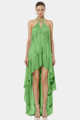 Carmina Mint Green Aesthetic Dress With Long Fringe