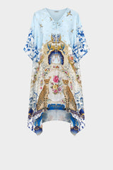 Blue Romanticism Print Knee-Length Convertible Kaftan