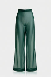 Celeste Dusty Teal Sheer Silk Organza Wide-Leg Pant