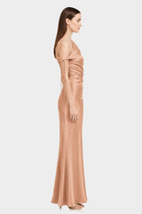 Bronze Sheath Column Stretch Satin Formal Dress