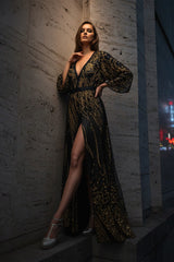 Chiffon Crystal Couture Caftan - Luxury Evening Wear Kaftan
