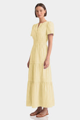 Champagne Two Tiered Soft Cotton Poplin Maxi Dress
