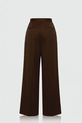 Deep Chocolate Brown Premium Satin Trousers for Business Casual Women