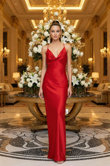Aura Red Seductive Long Bodycon Dress