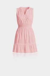 Blush Pink Smocked Waist 3D Floral Mini Dress – Resort Wear Dress