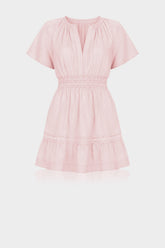 Blush Pink Smocked Waist Mini Dress for Women – Casual Day Dress
