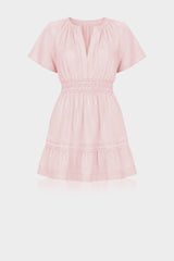 Blush Pink Smocked Waist Mini Dress for Women – Casual Day Dress