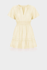 Champagne Smocked Waist Flutter Sleeve Mini Dress for Women – Fit-and-Flare Dress