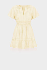 Champagne Smocked Waist Flutter Sleeve Mini Dress for Women – Fit-and-Flare Dress