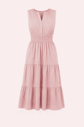Blush Pink Luxury Sleeveless Cotton Poplin Midi Dress
