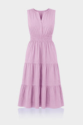 Candy Pink Women's Organic Cotton Midi Dress – Casual Luxury Cotton Dress