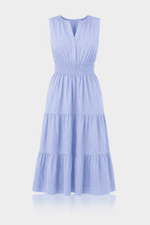 Icy Blue Organic Cotton Midi Dress for Women – Effortless Luxury Day Dress