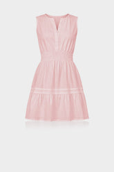 Blush Pink Sleeveless Smocked Waist Cotton Mini Dress – Casual Dress