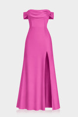 Convertible Fuchsia Satin Column Gown – Luxury Evening Dress