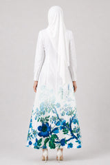 Blue Floral Maxi Shirt Dress with Pockets