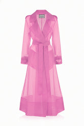 Blush Pink Sheer Silk Organza Trench Coat – Romantic Wedding & Summer Layer