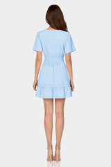 Luxury Sky Blue Lightweight Cotton Dress Perfect for Outdoor Dining