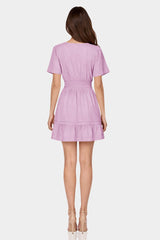 Candy Pink Flowy Mini Dress with Smocked Waist – Travel Friendly Dress