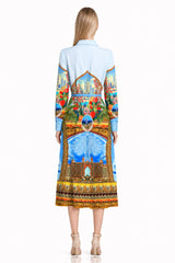 Blue Midi Shirt Dress for Women