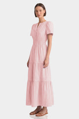 Blush Pink Tiered Cotton Maxi Dress