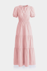 Blush Pink Tiered Cotton Maxi Dress