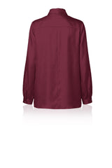 Burgundy Scarf Tie Neck Silk Twill Blouse