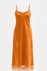 Copper Bias Cut Satin Evening Wear Dress – Luxury Slip Midi