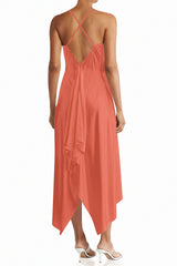 Coral Midi Slip Dress
