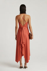 Coral Midi Slip Dress