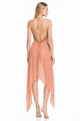 Coral Pink Midi Scarf Dress