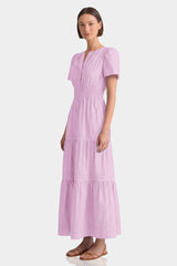 Candy Pink Smocked Waist Cotton Maxi Dress – Daytime Summer Dress