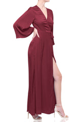 Chocolate Brown Satin Wrap Maxi Dress – Elegant Evening & Occasion Dress