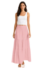 Breathable Cotton Maxi Skirt in Dusty Rose – Outdoor Brunch Outfit Skirt